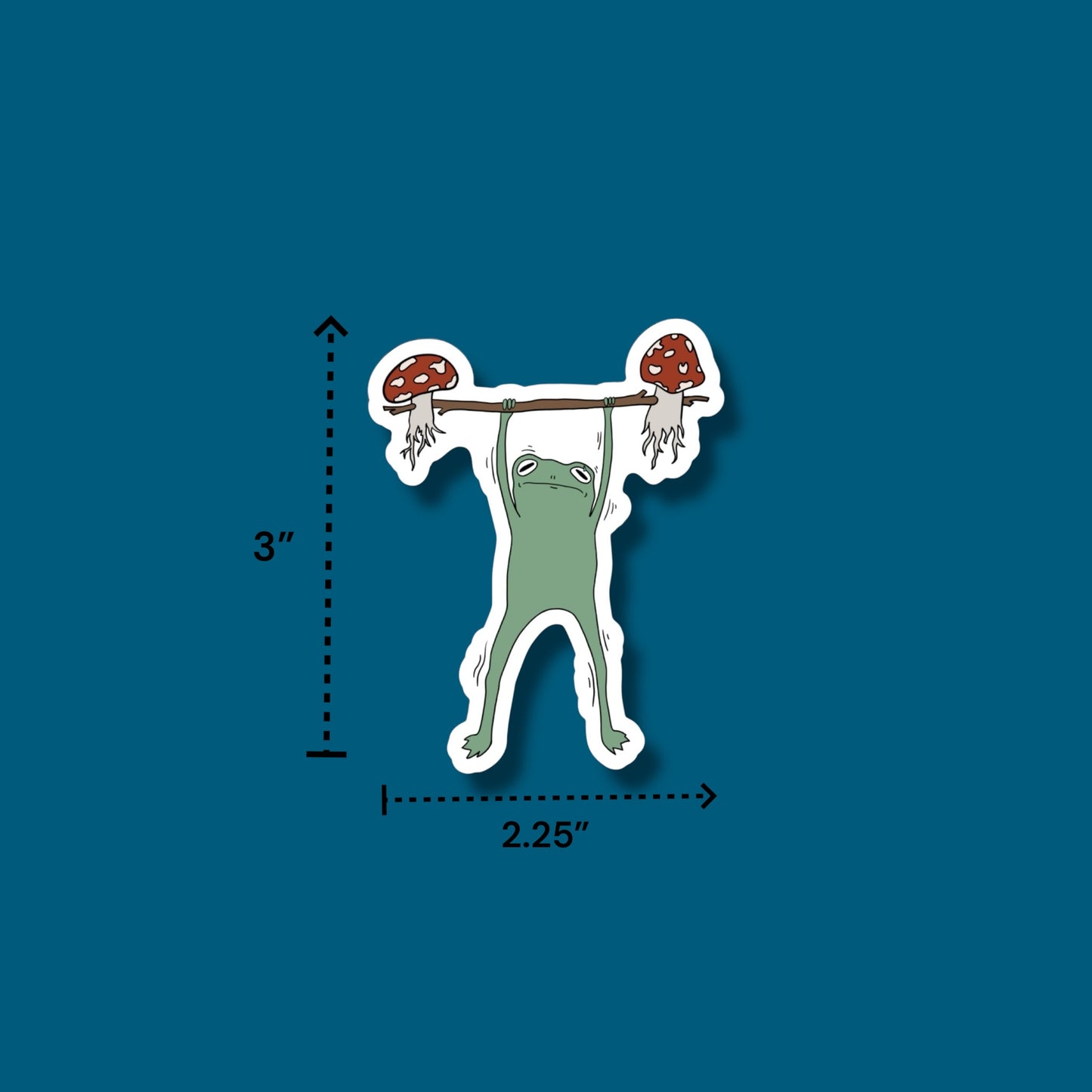 Mushroom Lifting Frog Sticker