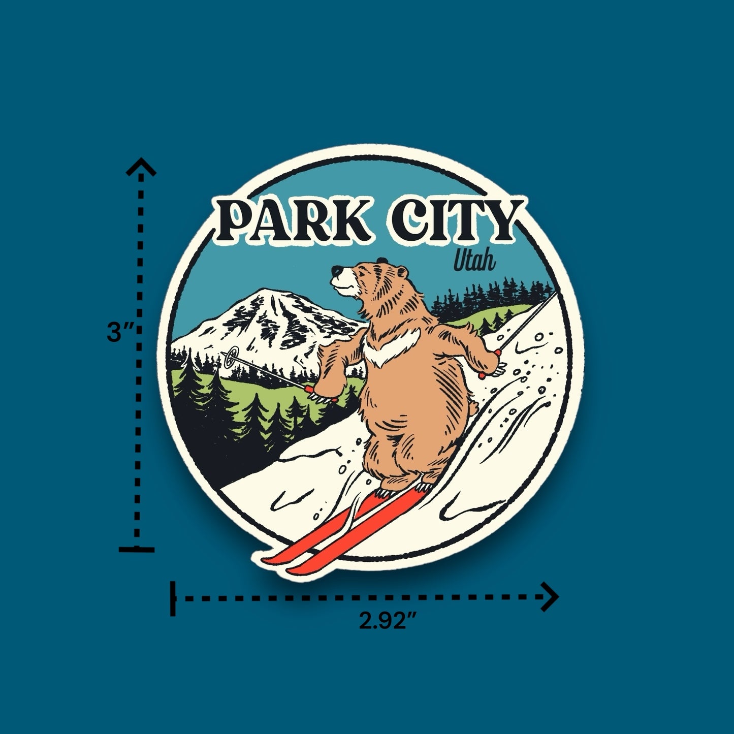 Park City Bear Skiing Sticker