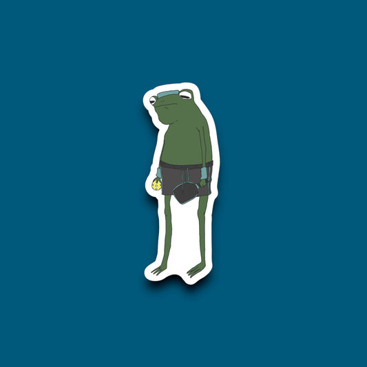 Sad Pickle Ball Frog Sticker (Pack of 12)