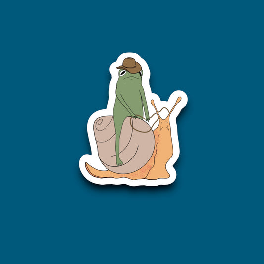 Frog Ridin’ Snail Sticker (Pack of 12)