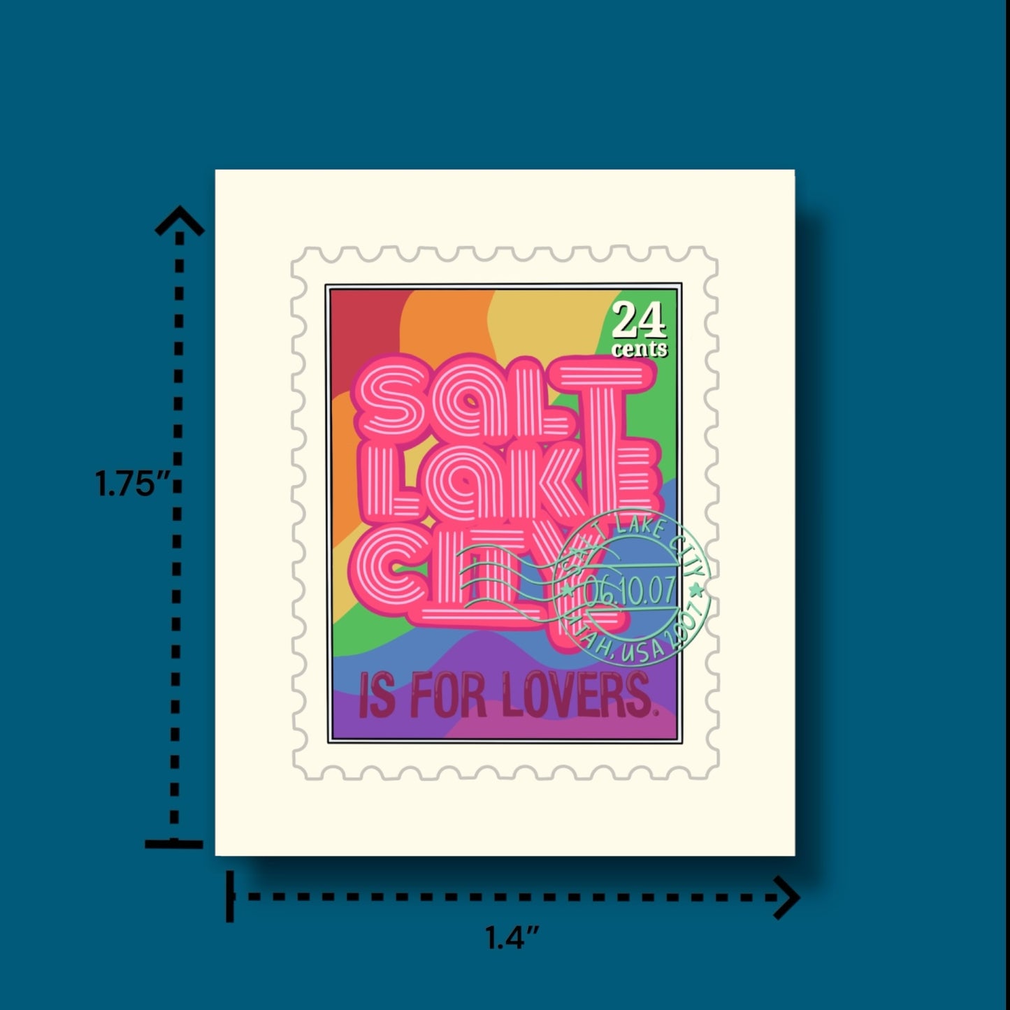 Salt Lake City Is For Lovers Stamp Sticker (Pride Ed.)