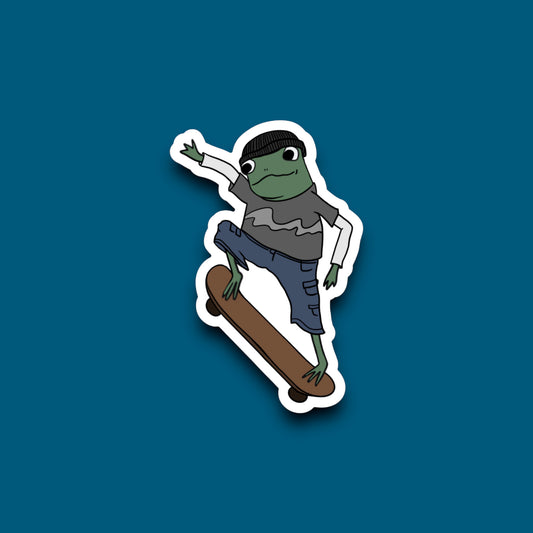 Skateboarding Dude Frog Sticker (Pack of 12)