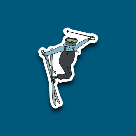 Tail Grab Skier Frog Sticker (Pack of 12)