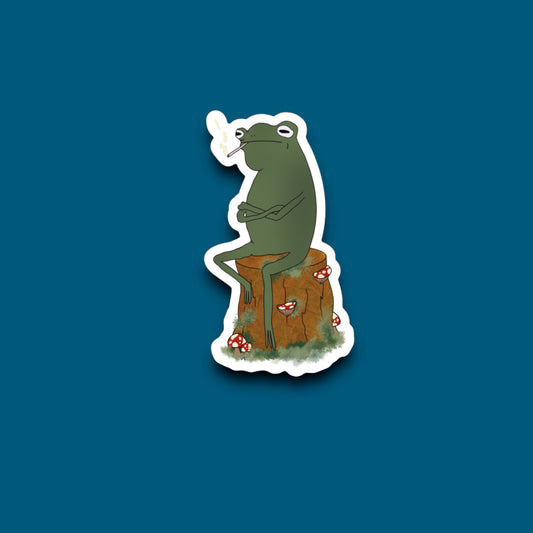 Smokin’ On A Stump Frog Sticker (Pack of 12)