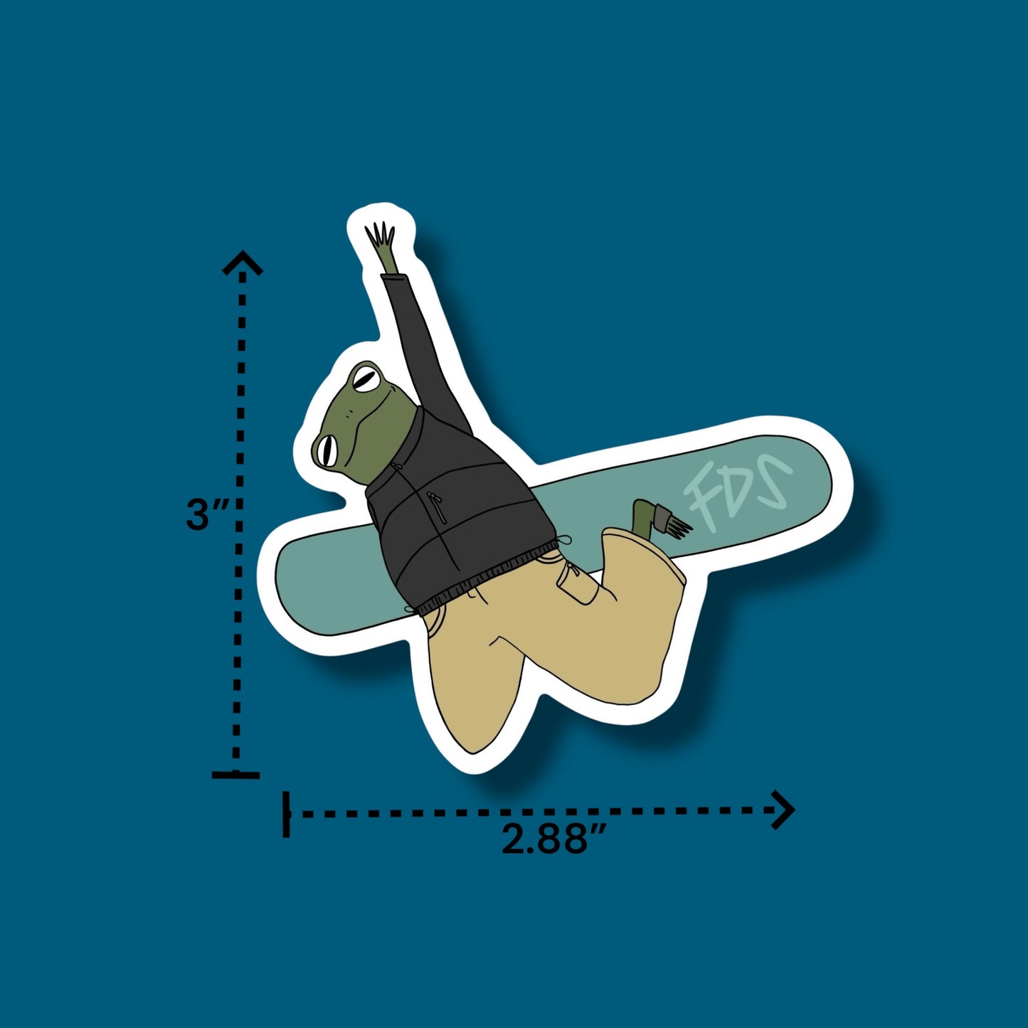 Snowboarding Frog Sticker
