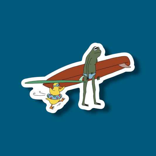 Frog & Duck Goin’ Surfing Sticker