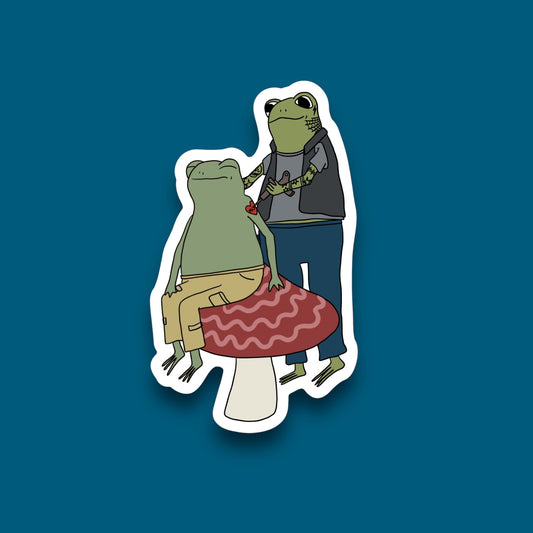 Frog Getting a Tattoo on a Mushroom Sticker (Pack of 12)