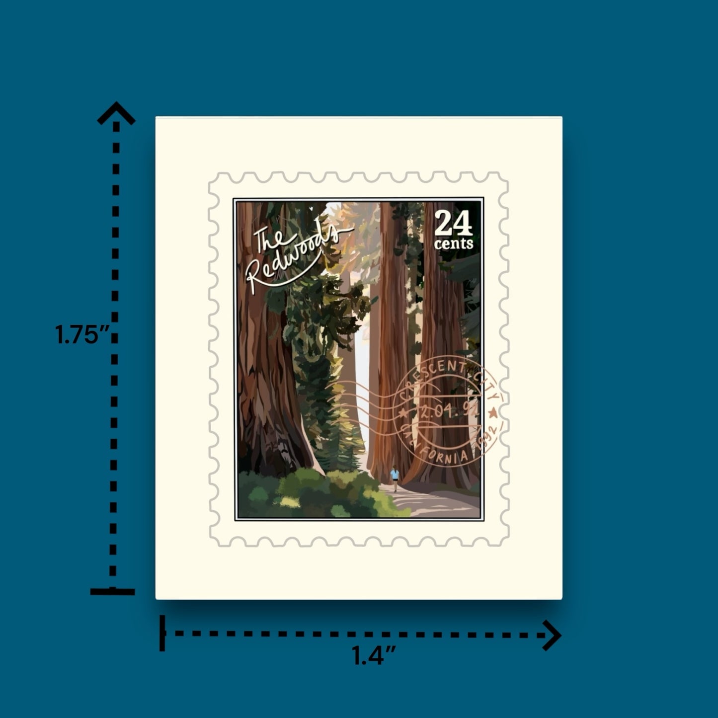 Redwoods California Stamp Sticker