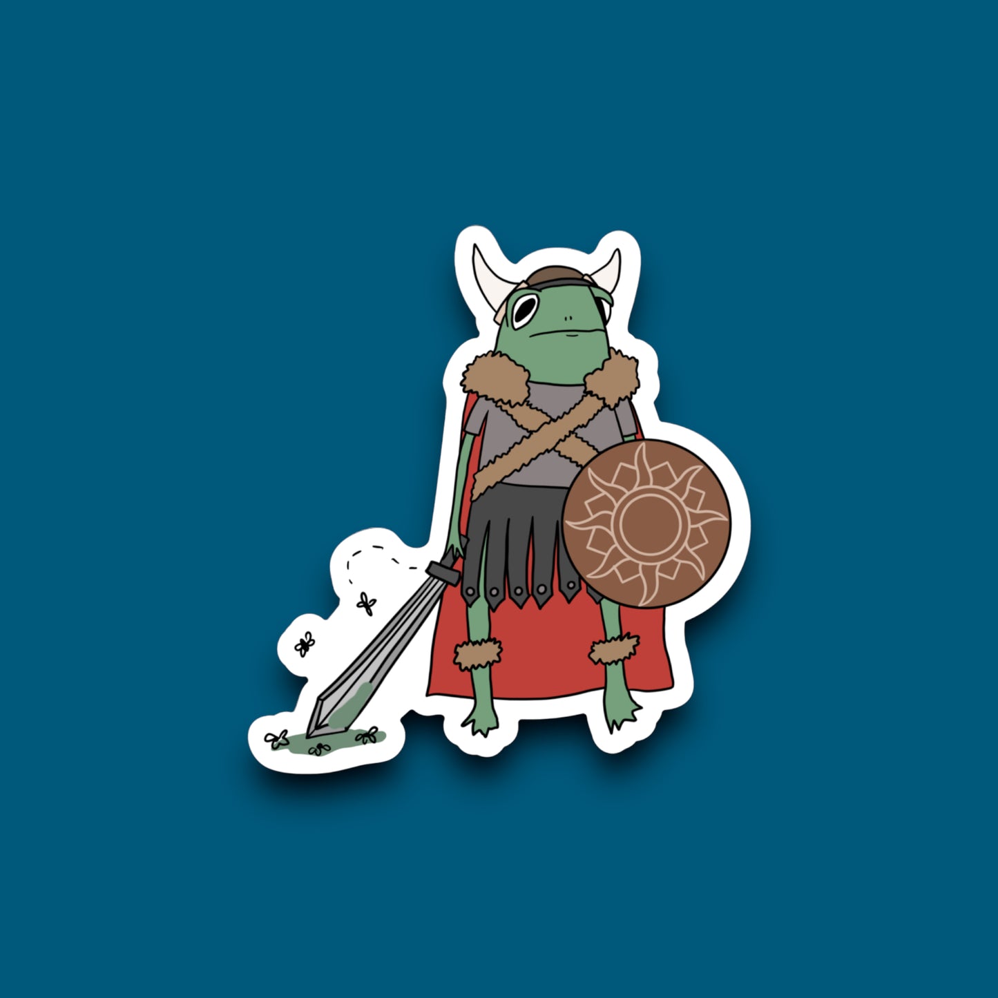 Viking Frog Sticker (Pack of 12)