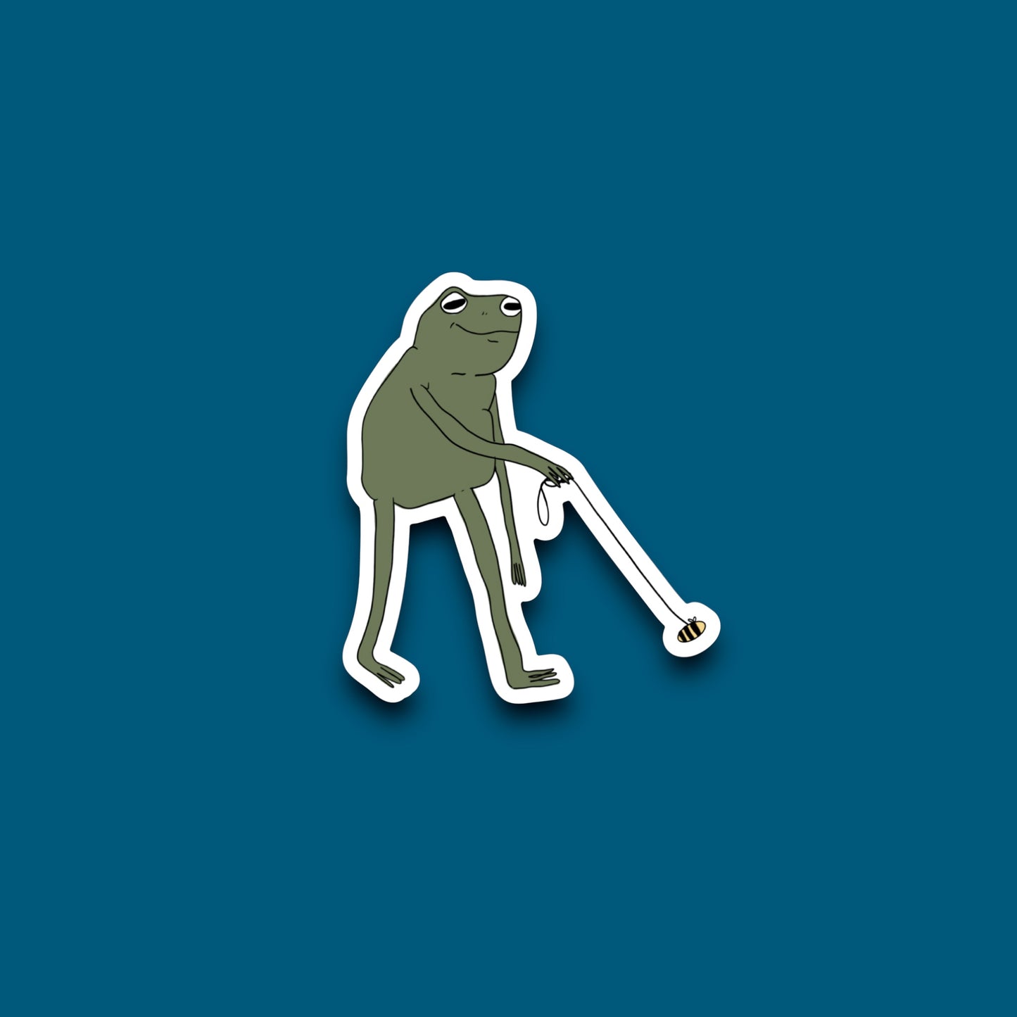 Frog Walkin’ A Bee Sticker