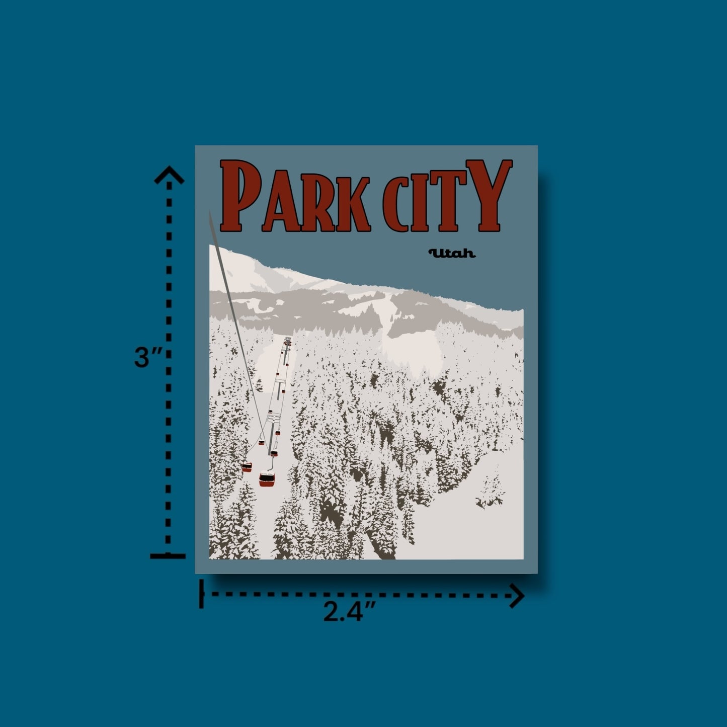 Park City Winter Ski Lift Poster Sticker